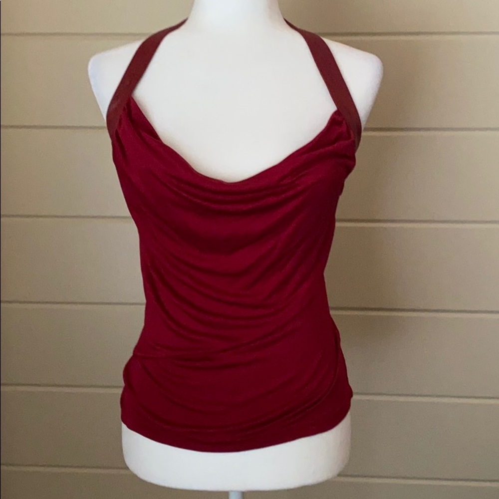 YAYA Leather Trim Halter Top – Size Medium  Red – Timeless Vintage Style